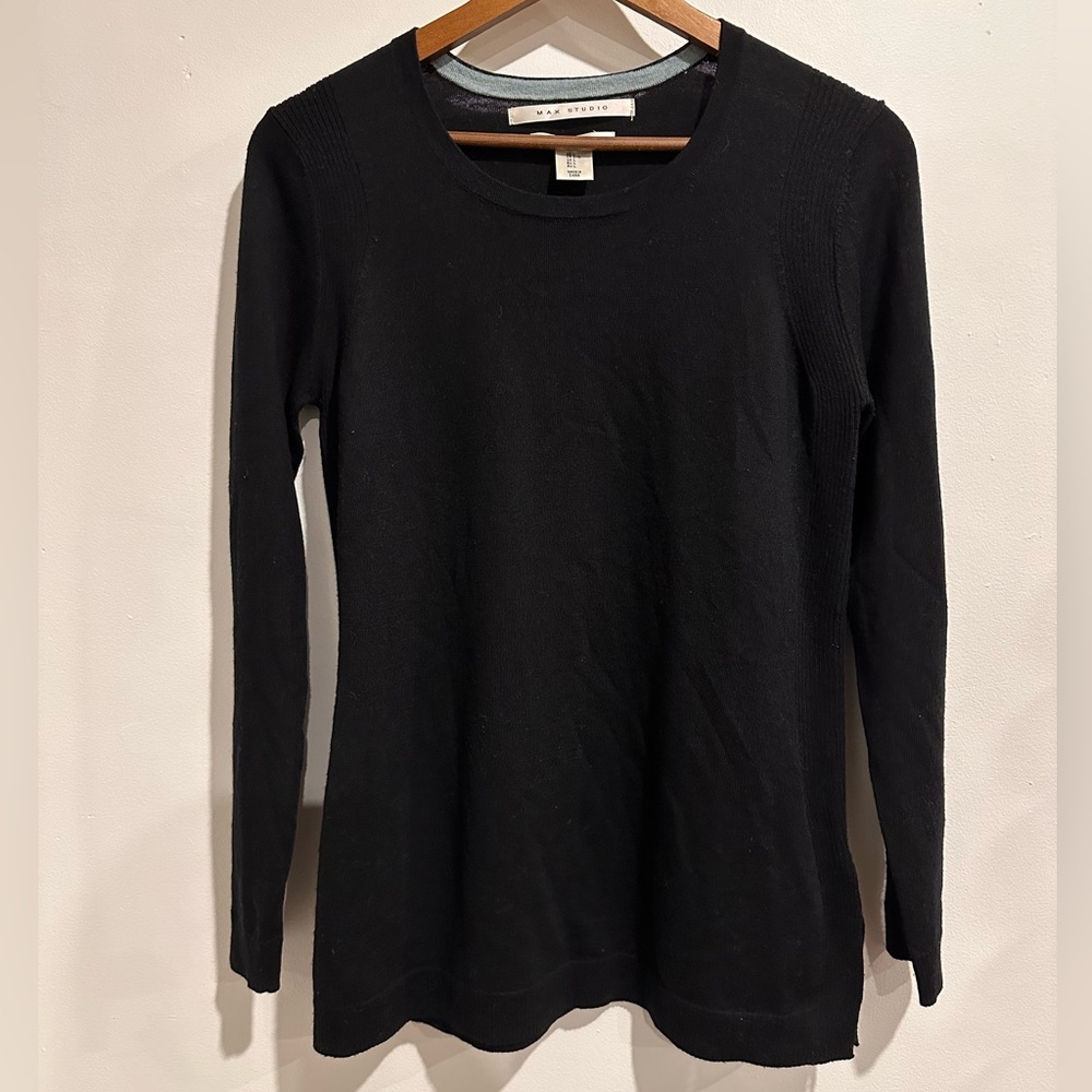 MAX‎ STUDIO 100% Merino Wool Black Long Sleeve